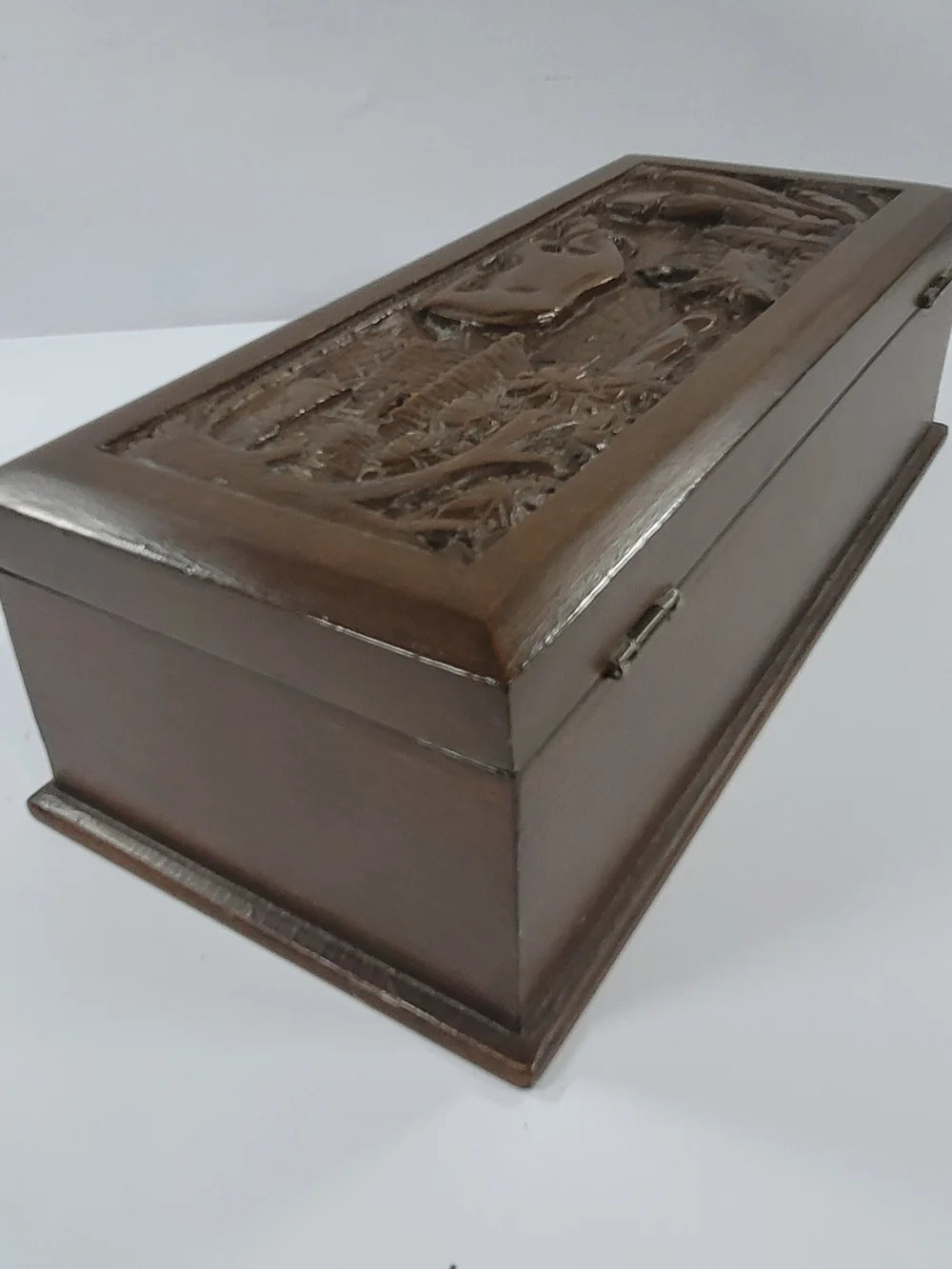 Vintage Hand Carved Bull Rectangular Jewelry Box